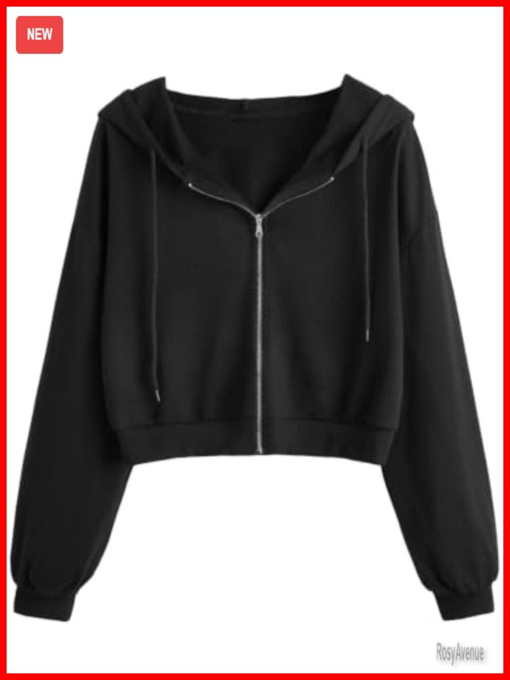 Cropped Zip Up Hoodie Sweatshirt Women Loose Fit Drawstring Long Sleeve
